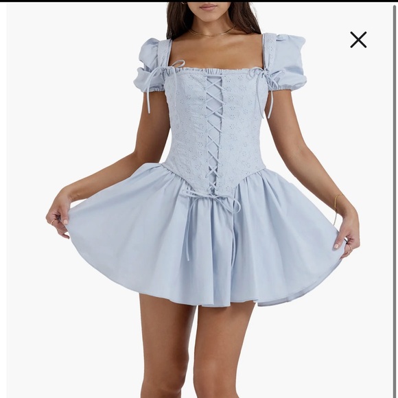 Broderie Anglaise Corset Bodice Minidress - Picture 1 of 4